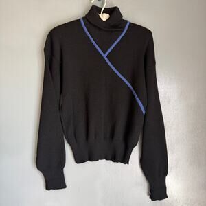 Vintage SERAC by EIR SPORTS Women's M Black Knit Turtleneck Sweater Retro 80's